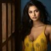 indian-model-wearing-yellow-dress-shot-generative-ai-photo